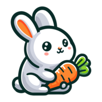 ai généré dessin animé icône personnage lapin et carotte png
