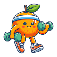 AI generated cartoon icon character cute apple fitness weightlifting png