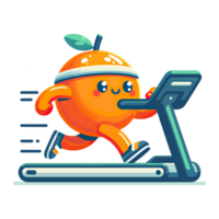 AI generated cartoon icon character healthy orange treadmill png