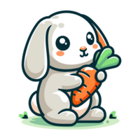 AI generated cartoon icon character rabbit and carrot png