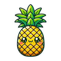 AI generated cartoon icon character cute pineapple png