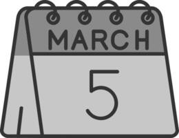 5th of March Line Filled Greyscale Icon vector