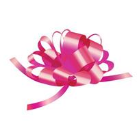 Vector pink gift ribbon bow on white background