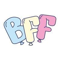 vector hand drawn bff text illustration on white background