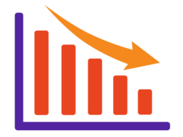 ilustración creciente abajo, analítica resultado de promoción márketing ventas png