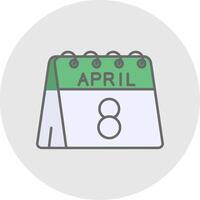 8th of April Line Filled Light Circle Icon vector