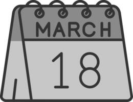 18th of March Line Filled Greyscale Icon vector