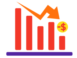 illustratie groeit omlaag, analytics resultaat van Promotie afzet verkoop png