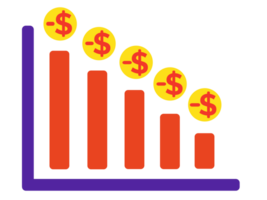 ilustración creciente abajo, analítica resultado de promoción márketing ventas png