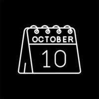 10 de octubre línea invertido icono vector