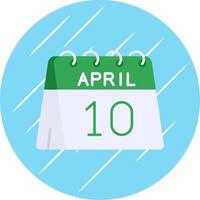 10th of April Flat Blue Circle Icon vector