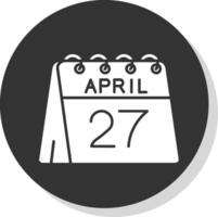 27 de abril glifo gris circulo icono vector