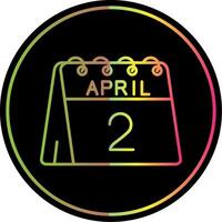 2nd of April Line Gradient Due Color Icon vector