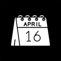 16 de abril glifo invertido icono vector