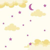 vector flat style moon stars and clouds background design