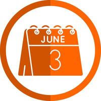 3rd of June Glyph Orange Circle Icon vector