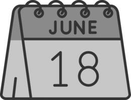 18 de junio línea lleno escala de grises icono vector