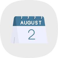 2nd of August Flat Curve Icon vector