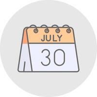 30th of July Line Filled Light Circle Icon vector