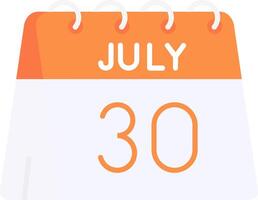 30th of July Flat Light Icon vector