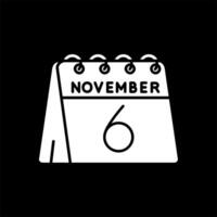 6to de noviembre glifo invertido icono vector