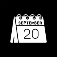 20th of September Glyph Inverted Icon vector