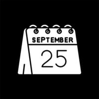 25th of September Glyph Inverted Icon vector