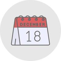 18 de diciembre línea lleno ligero circulo icono vector