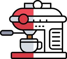 café máquina lleno medio cortar icono vector