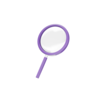 Purple magnifying 3D icon png