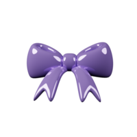 Purple metalic bow 3D icon png