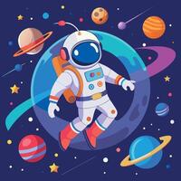 Colorful cartoon of an astronaut Illustrator and vector graphics