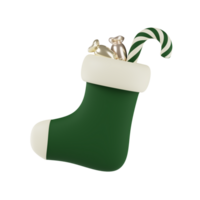 Green sock with candies 3D icon png