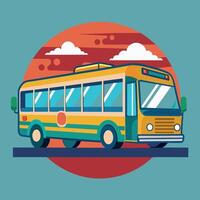 Bus flat design cartoon icon illustration School bus vector