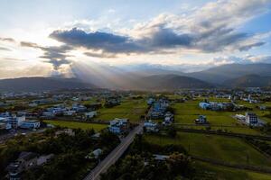 Aerial view of dongshan township located in yilan county, taiwan photo