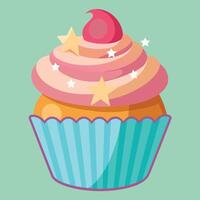 A delightful artwork of a cartoon cupcake. Vector of a sweet cupcake