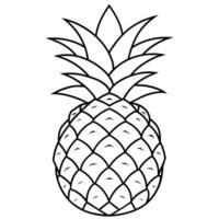 Pineapple outline coloring page illustration for children and adult vector