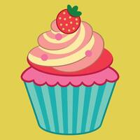 A delightful artwork of a cartoon cupcake. Vector of a sweet cupcake