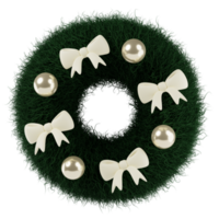 Christmas Wreath with gold balls and white bows 3D icon png