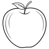 A drawing of an apple with a drawing of a leaf on it. vector