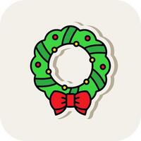 Christmas wreath Line Filled White Shadow Icon vector