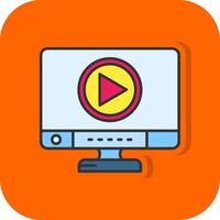 Play Filled Orange background Icon vector