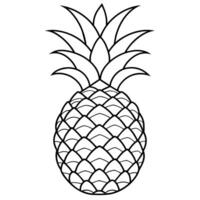 Pineapple outline coloring page illustration for children and adult vector