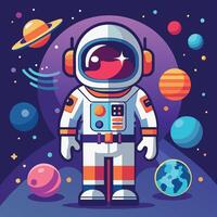 vistoso dibujos animados de un astronauta ilustrador y vector gráficos