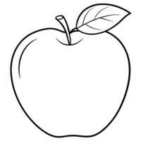 A drawing of an apple with a drawing of a leaf on it. vector