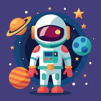 Colorful cartoon of an astronaut Illustrator and vector graphics