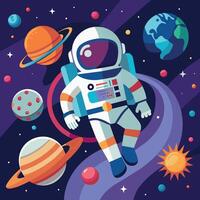 Colorful cartoon of an astronaut Illustrator and vector graphics