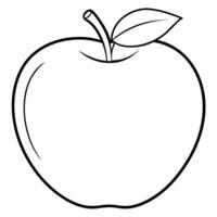 A drawing of an apple with a drawing of a leaf on it. vector