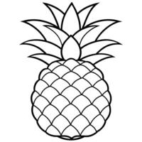 Pineapple outline coloring page illustration for children and adult vector