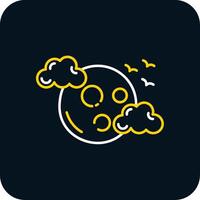 Full moon Line Yellow White Icon vector